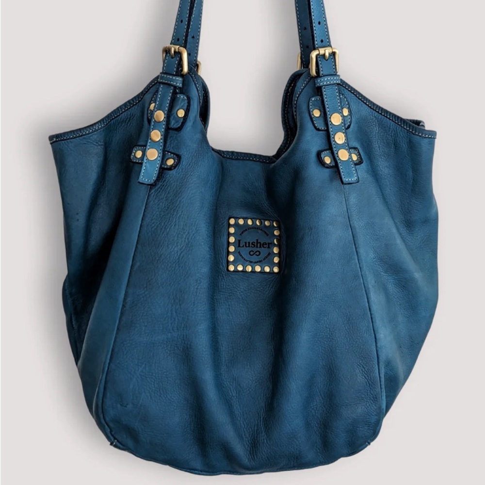 Lusher brand super slouchy blue hobo bag